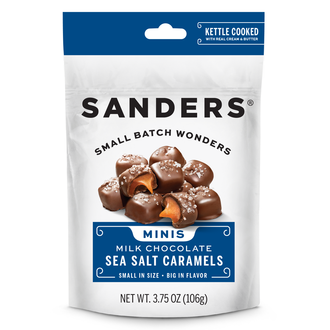 Milk Chocolate Sea Salt Caramels Mini Bites 3.75 oz. front product packaging
