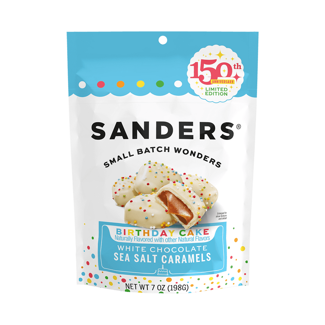 White Chocolate Birthday Cake Flavor Sea Salt Caramels 7 oz. Pouch