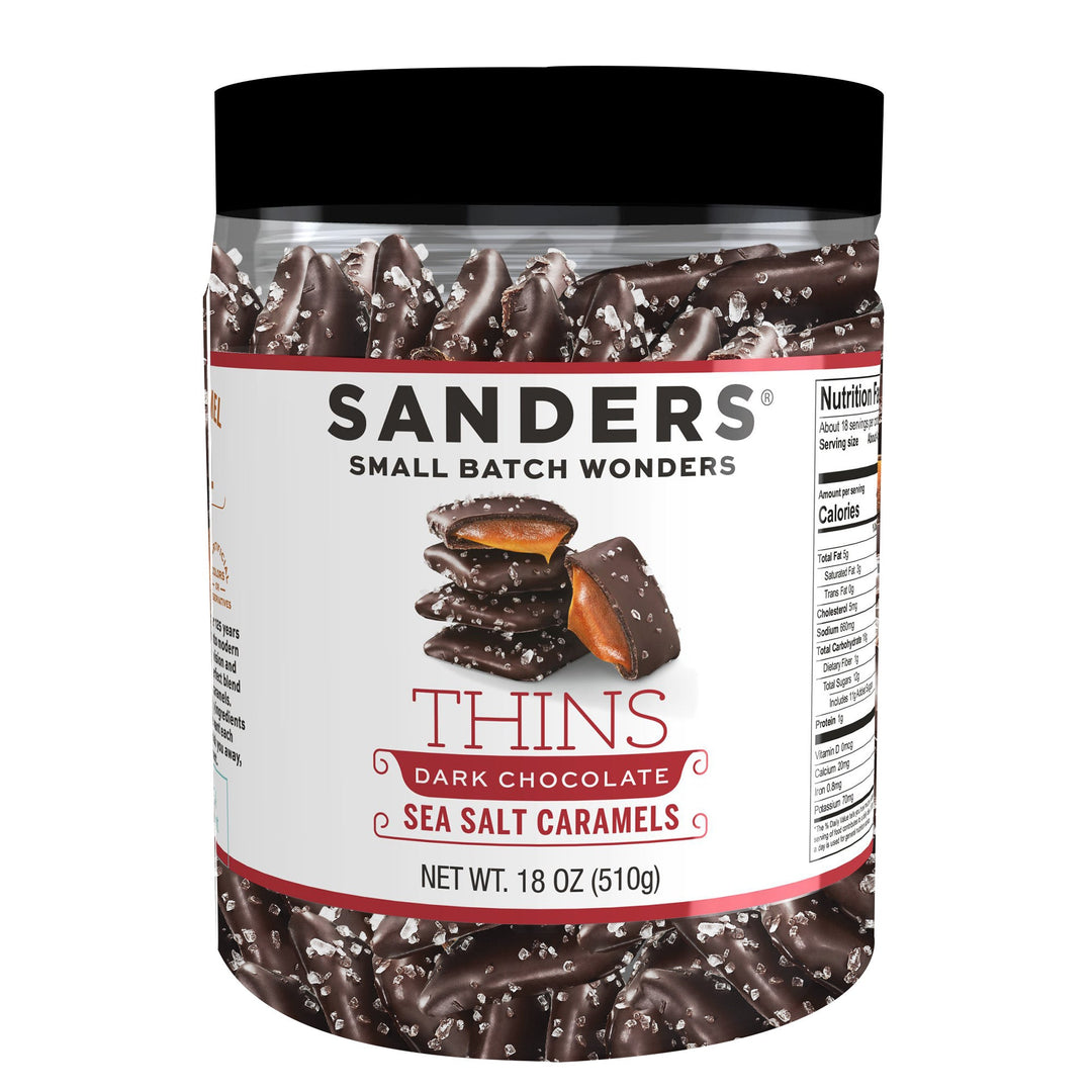 Sanders Dark Chocolate Sea Salt Caramel Thins Tub