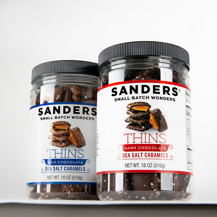 Sanders Dark Chocolate Sea Salt Caramel Thins Tub