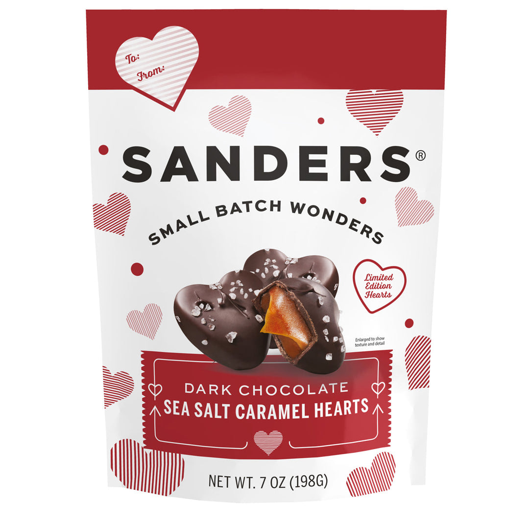 Sanders Dark Chocolate Sea Salt Caramel Hearts 7 oz.